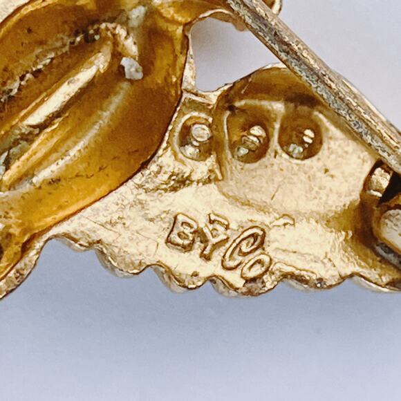 Signed Coro WWII Sterling Craft Eagle 1940s Pin Gold Wash Enamel Brooch Vermeil - Picture 8 of 11